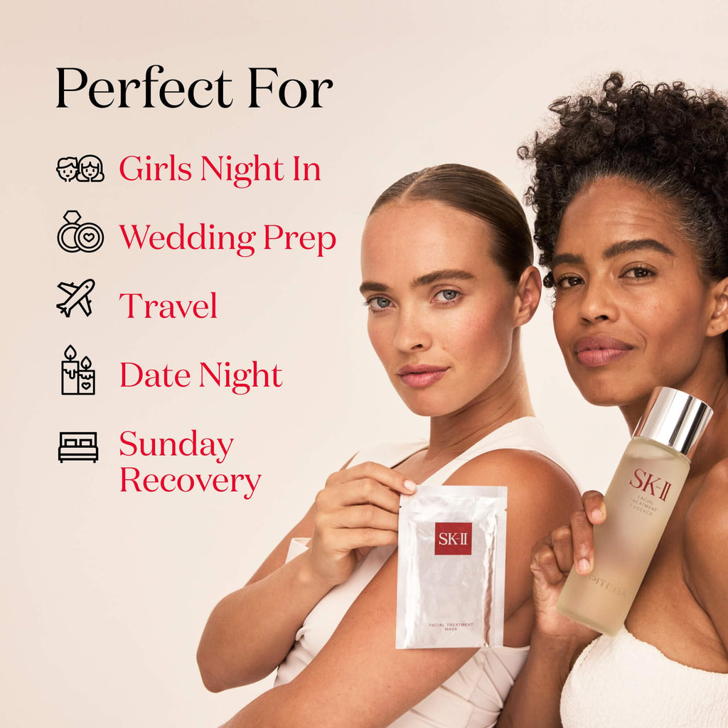 SK-II Glow Up Duo: Anti-Aging Skin Care Set with Facial Treatment Essence & 3 Hydrating Masks (4 Count)