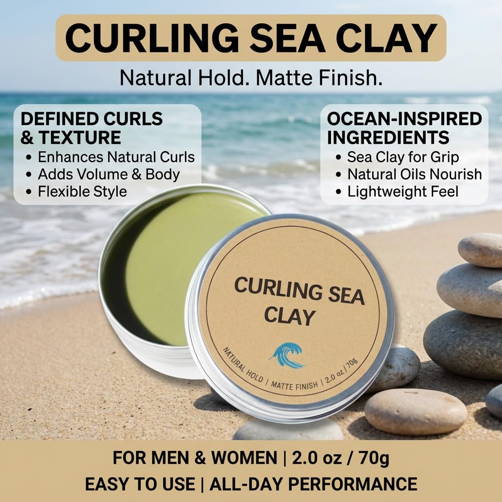 Skaal Curling Sea Clay – High Hold, Low Shine Styling Clay for All Hair Types (2 oz)