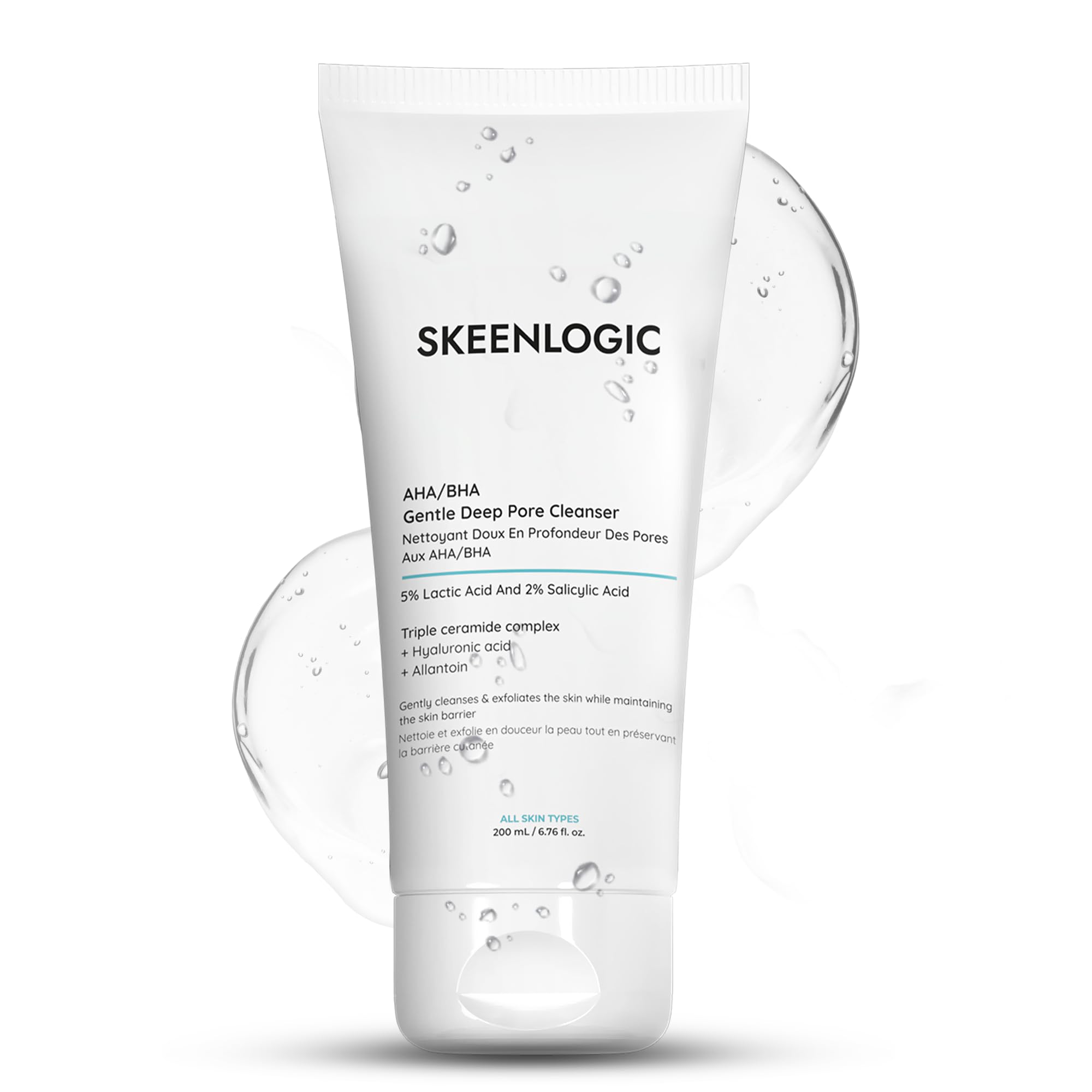 Skeenlogic 2% Salicylic Acid + 5% Lactic Acid Face & Body Wash – Gentle Exfoliating Cleanser with Ceramides (200ml)