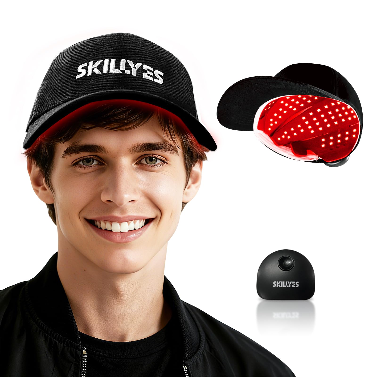 SKILLYES Red Light Therapy Hair Growth Cap – Infrared LED Cap with Detachable Design