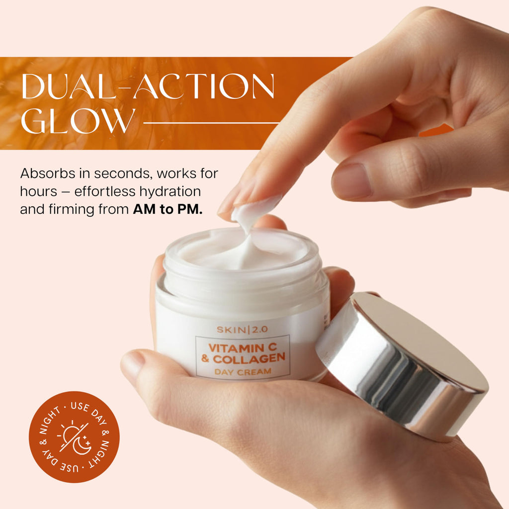 Skin 2.0 Vitamin C & Collagen Day & Night Moisturizer – Vegan K-Beauty Duo