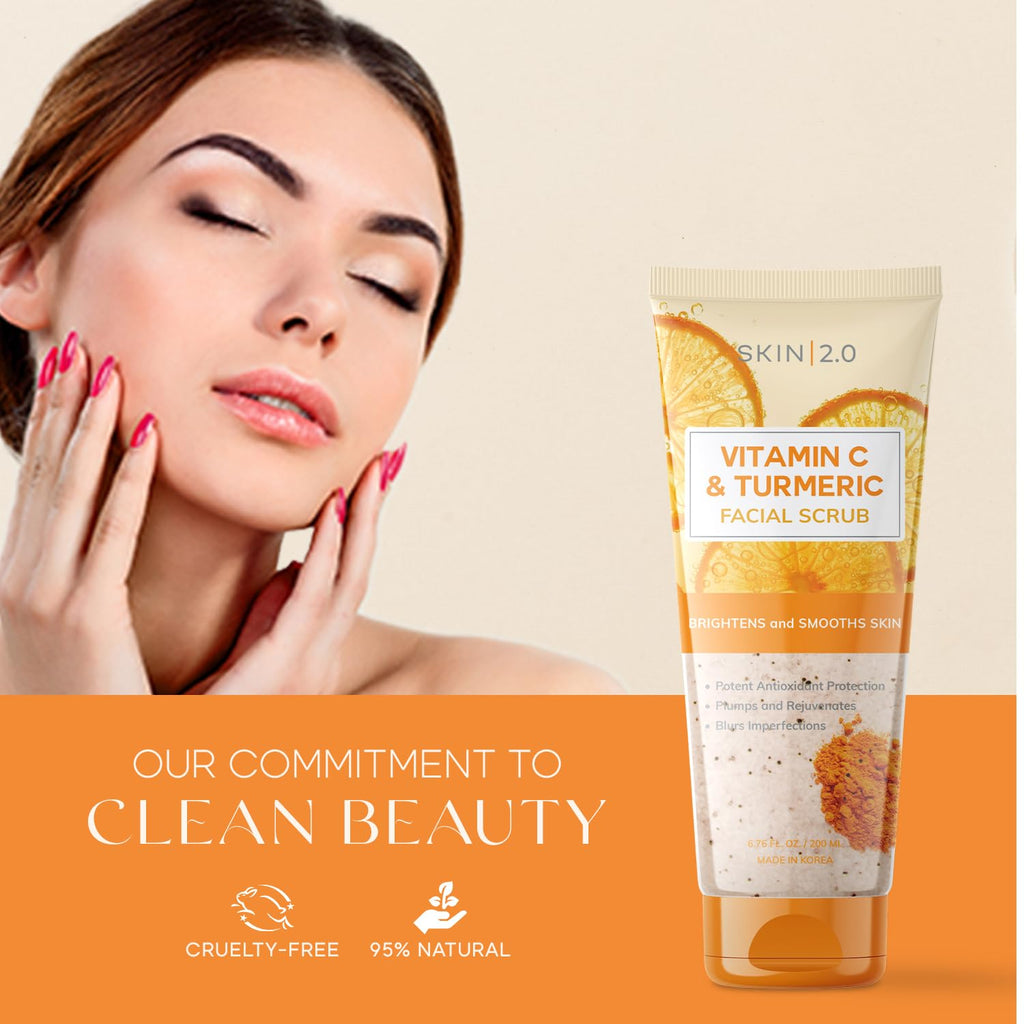 Skin 2.0 Vitamin C & Turmeric Face Scrub – Brightening, Hydrating Exfoliator for All Skin Types