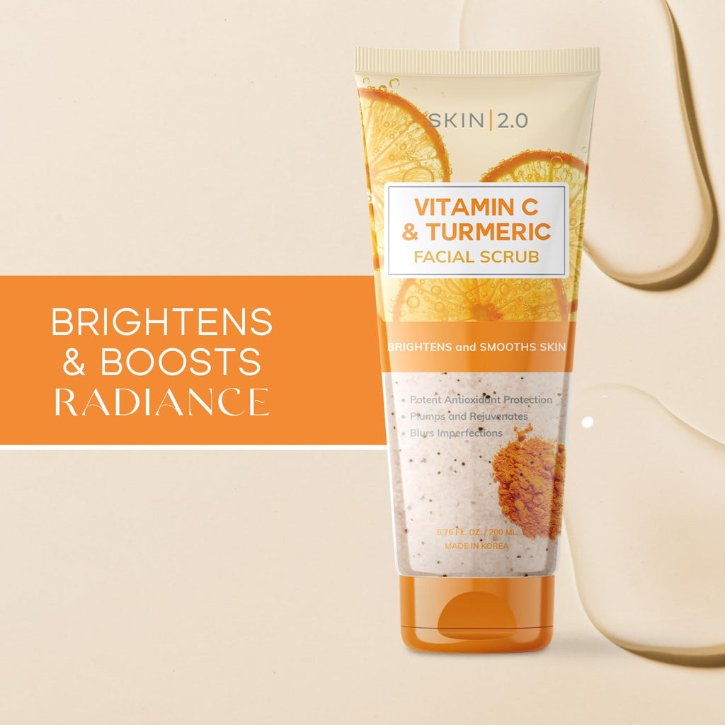 Skin 2.0 Vitamin C & Turmeric Face Scrub – Brightening, Hydrating Exfoliator for All Skin Types