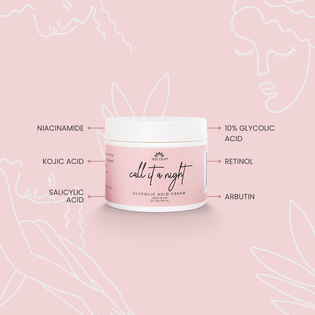 Skin Deva Glycolic Acid Night Cream – Brightens, Even Tone, Reduces Pores