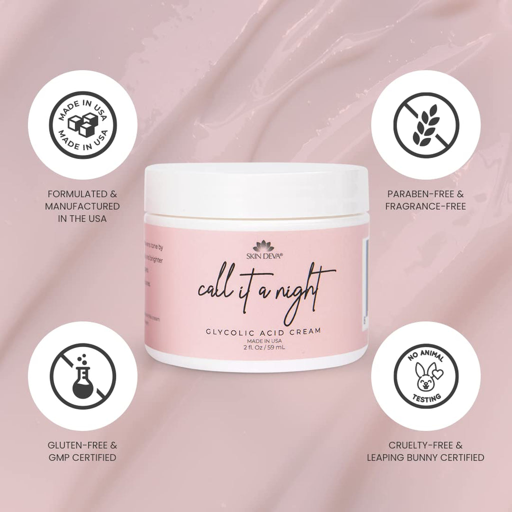 Skin Deva Glycolic Acid Night Cream – Brightens, Even Tone, Reduces Pores