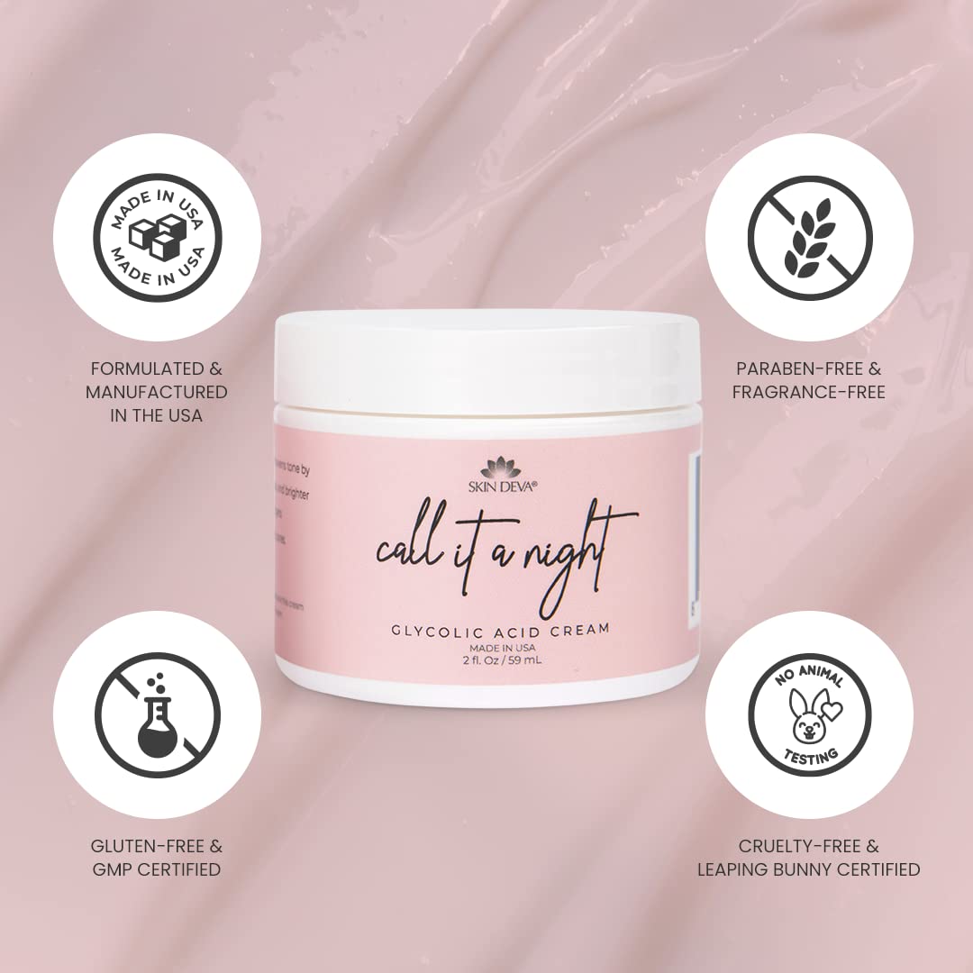 Skin Deva Glycolic Acid Night Cream – Brightens, Even Tone, Reduces Pores
