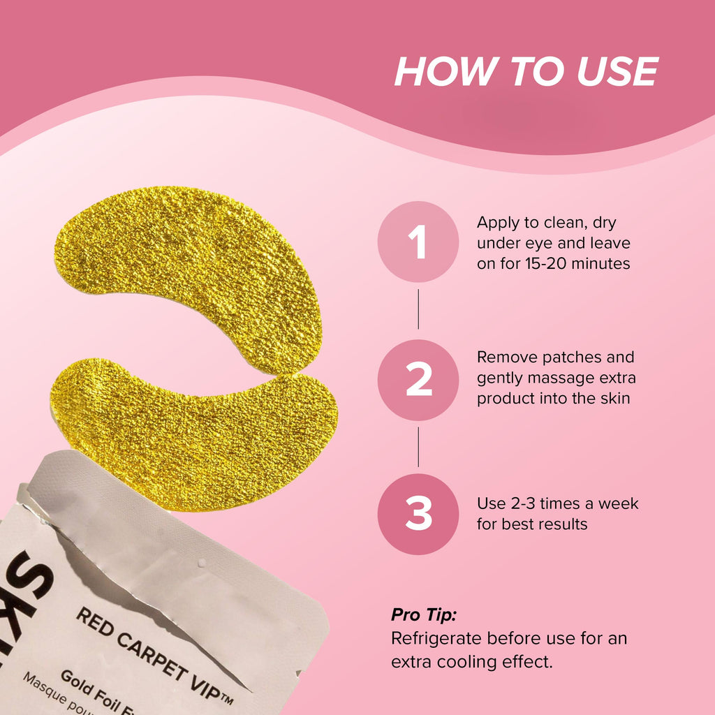 SKIN GYM Gold Foil Eye Mask 5 Pack – Hydrating Brightening Under-Eye
