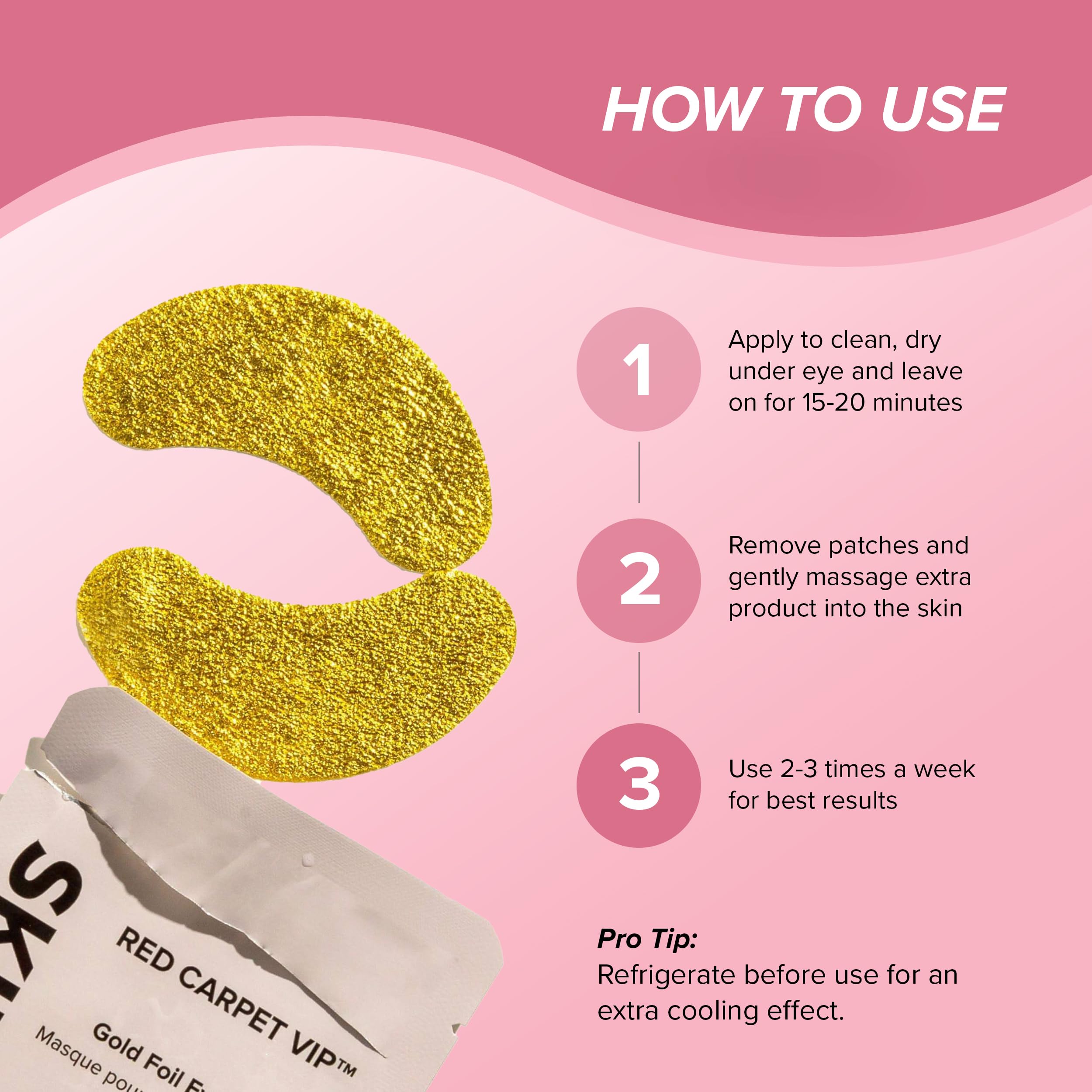SKIN GYM Gold Foil Eye Mask 5 Pack – Hydrating Brightening Under-Eye