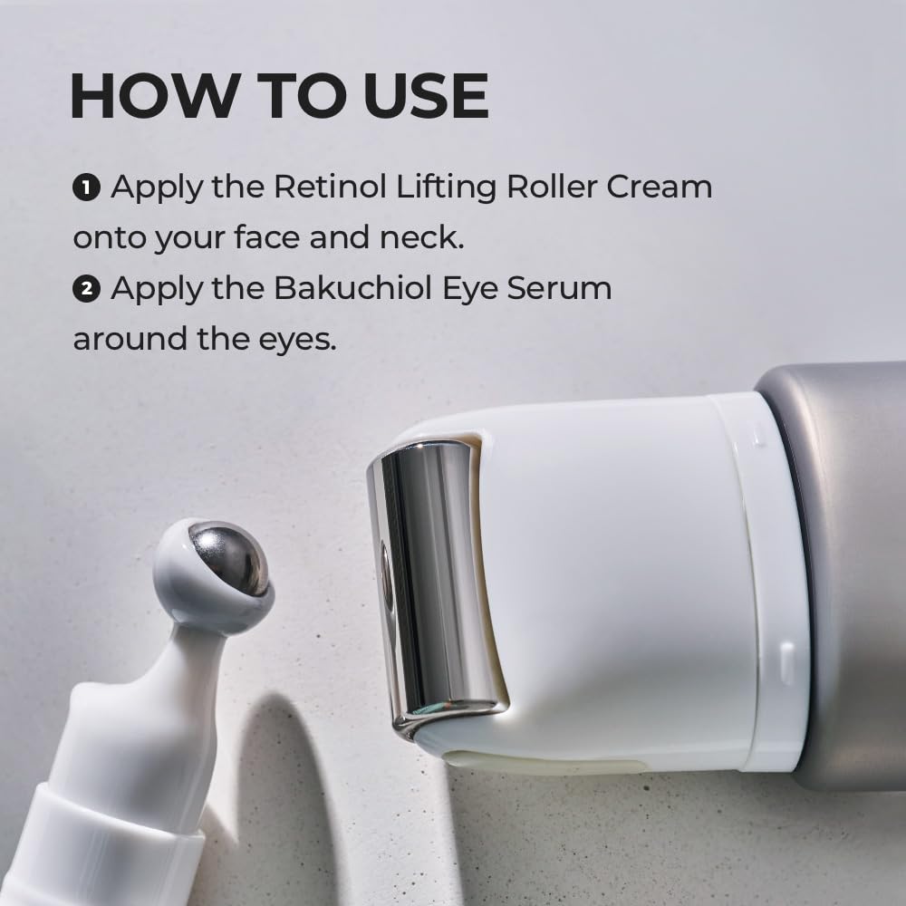 SKIN&LAB Anti-aging Rollers Duo Set – Bakuchiol Eye Serum & Retinol Lifting Roller | Korean Vegan Gift Set