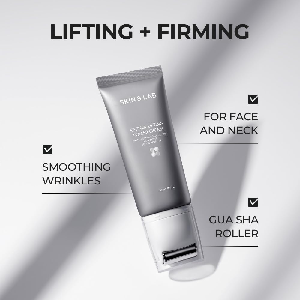 SKIN&LAB Anti-aging Rollers Duo Set – Bakuchiol Eye Serum & Retinol Lifting Roller | Korean Vegan Gift Set