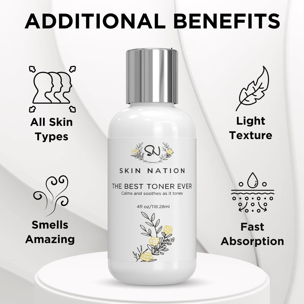 Skin Nation Hydrating Rosewater Toner – Alcohol-Free, Aloe & Chamomile, All Skin Types | 4 fl oz