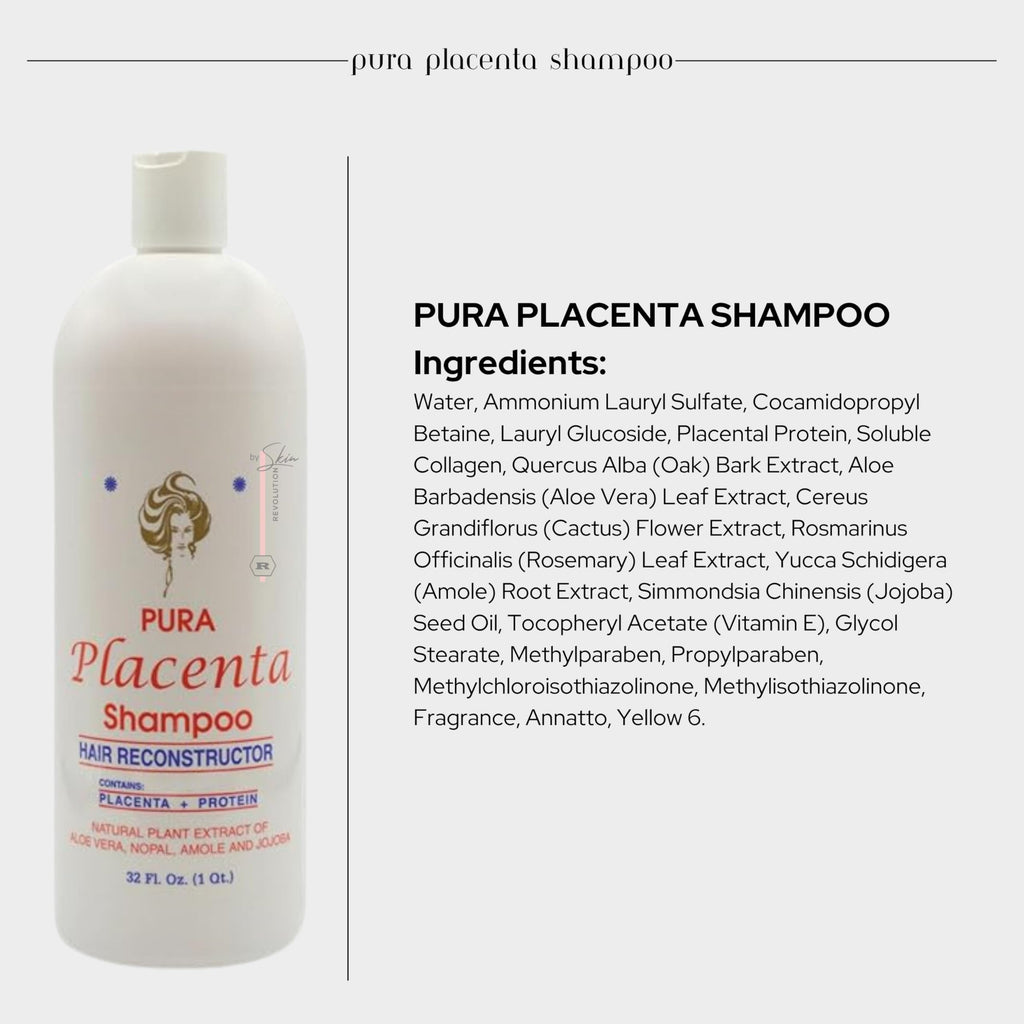 Skin Revolution Cabellina Pura Placenta Reconstructor Shampoo with Proteins, Keratin Amino Acids & Natural Oils – 32 oz