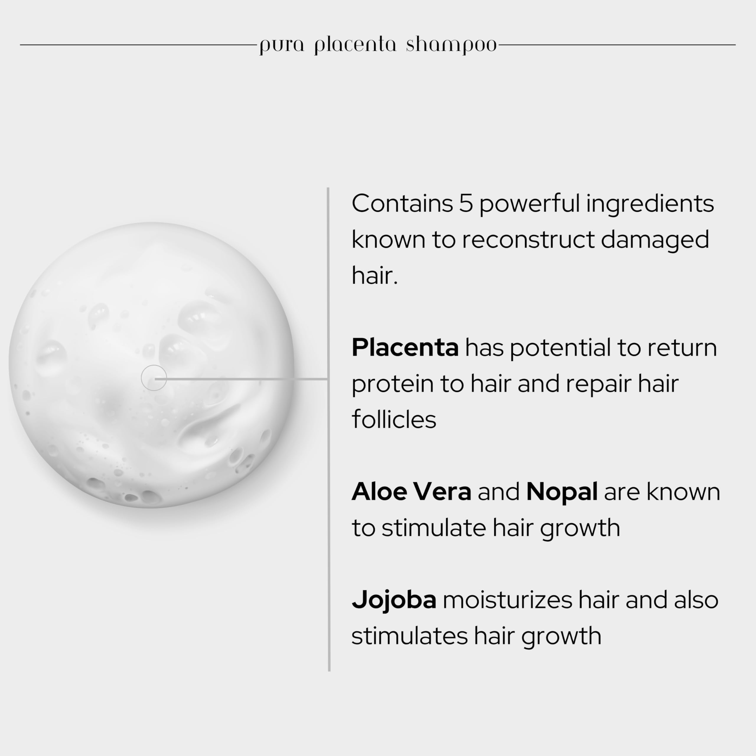 Skin Revolution Cabellina Pura Placenta Reconstructor Shampoo – 32 fl oz (2 Count) with Proteins, Keratin Amino Acids & Natural Oils