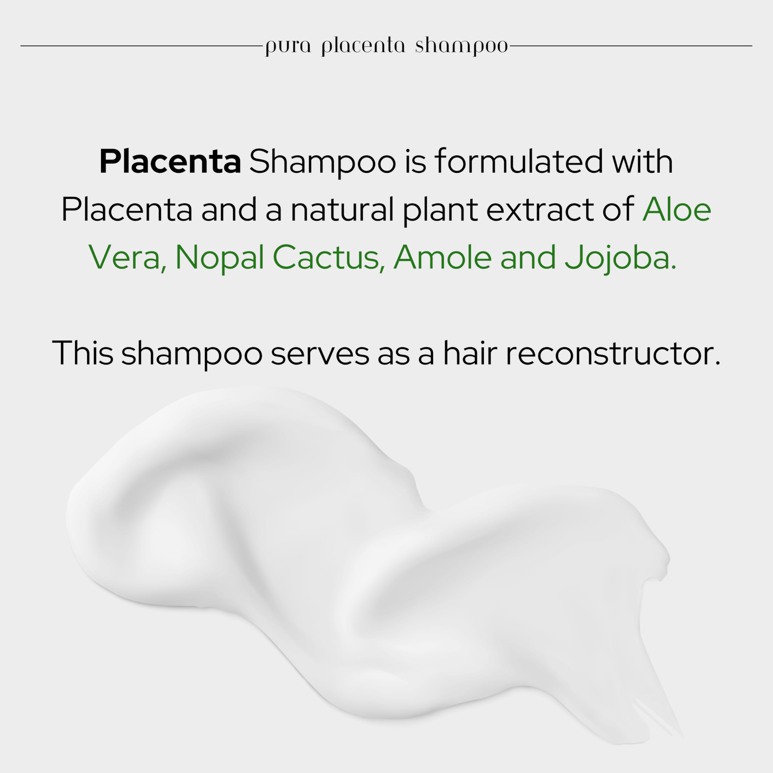 Skin Revolution Cabellina Pura Placenta Reconstructor Shampoo – 32 fl oz (2 Count) with Proteins, Keratin Amino Acids & Natural Oils