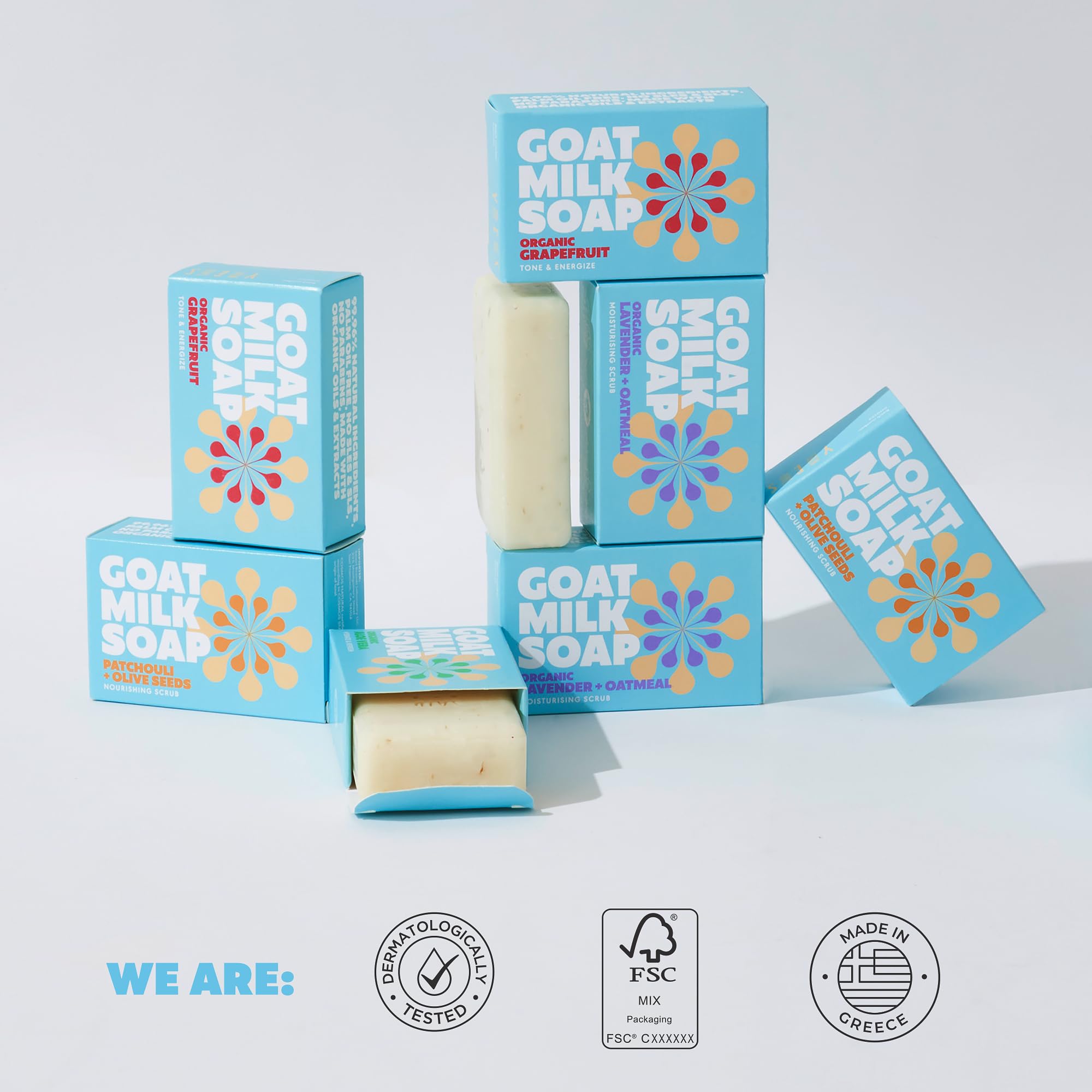 Skin Said Yes Goat Milk Soap Bar – 8 Bars, 4 Unique Scents | All Natural, Organic Goat Milk Soap from Greece