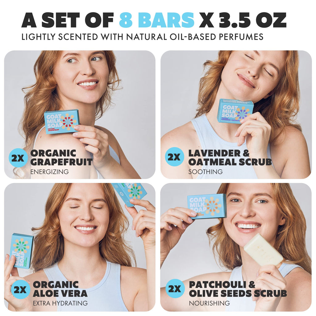 Skin Said Yes Goat Milk Soap Bar – 8 Bars, 4 Unique Scents | All Natural, Organic Goat Milk Soap from Greece
