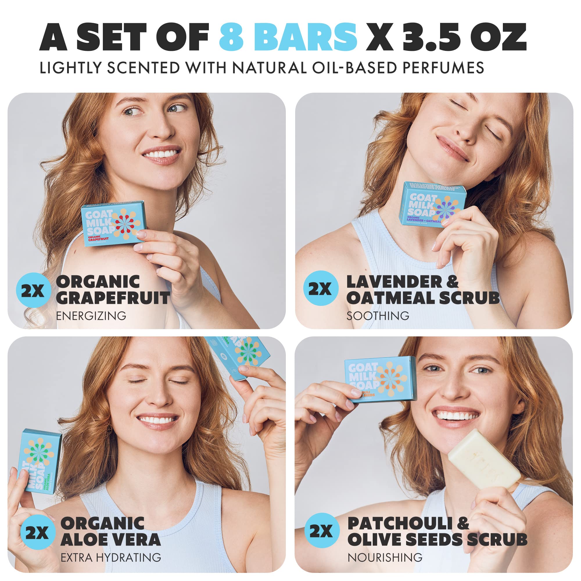Skin Said Yes Goat Milk Soap Bar – 8 Bars, 4 Unique Scents | All Natural, Organic Goat Milk Soap from Greece