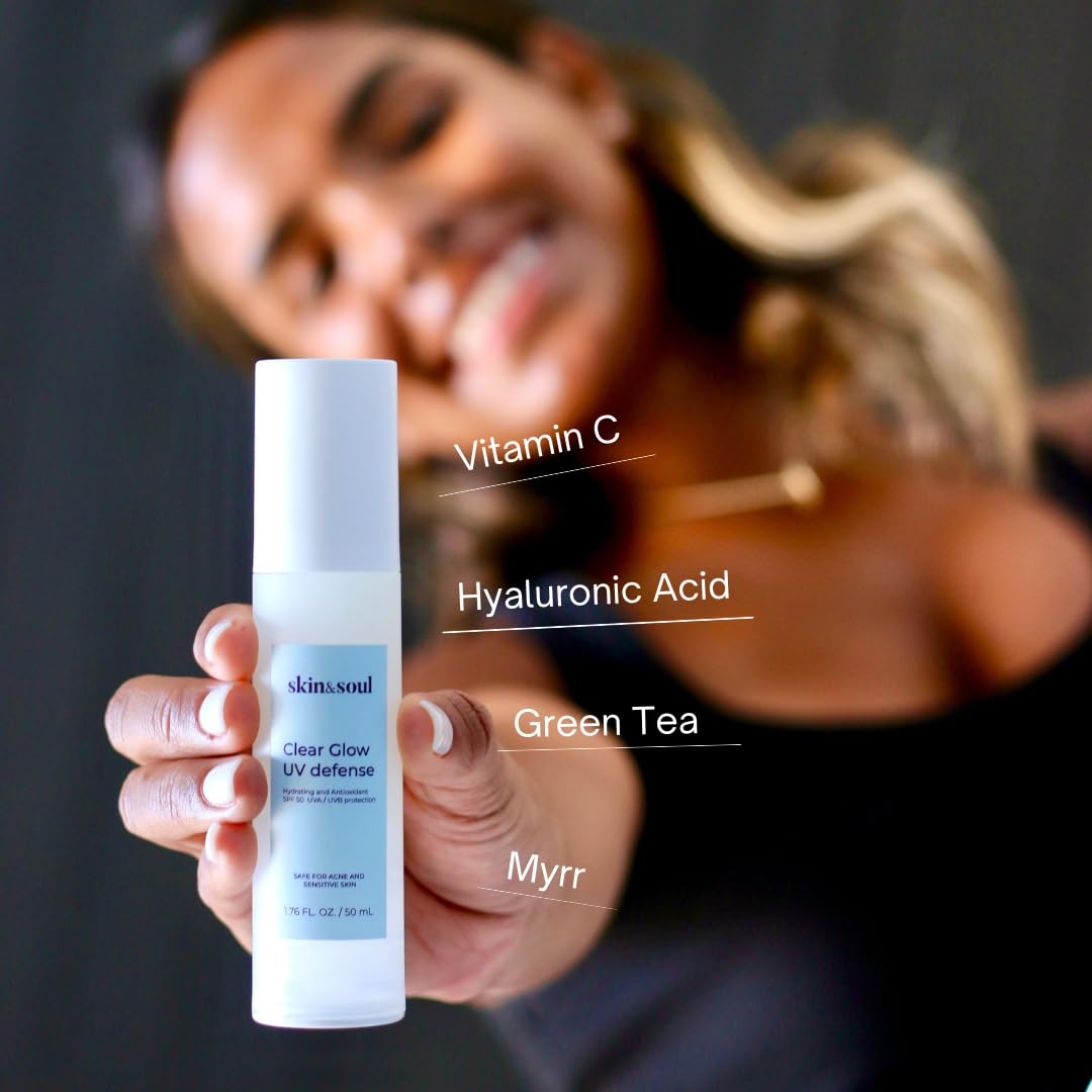Skin & Soul Clear Glow SPF 50 – Lightweight Hydrating Sunscreen with Vitamin C