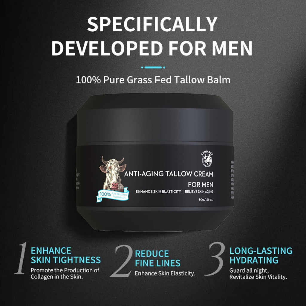 SKINARVE Beef Tallow Balm for Men – Hydrating Wrinkle Defense