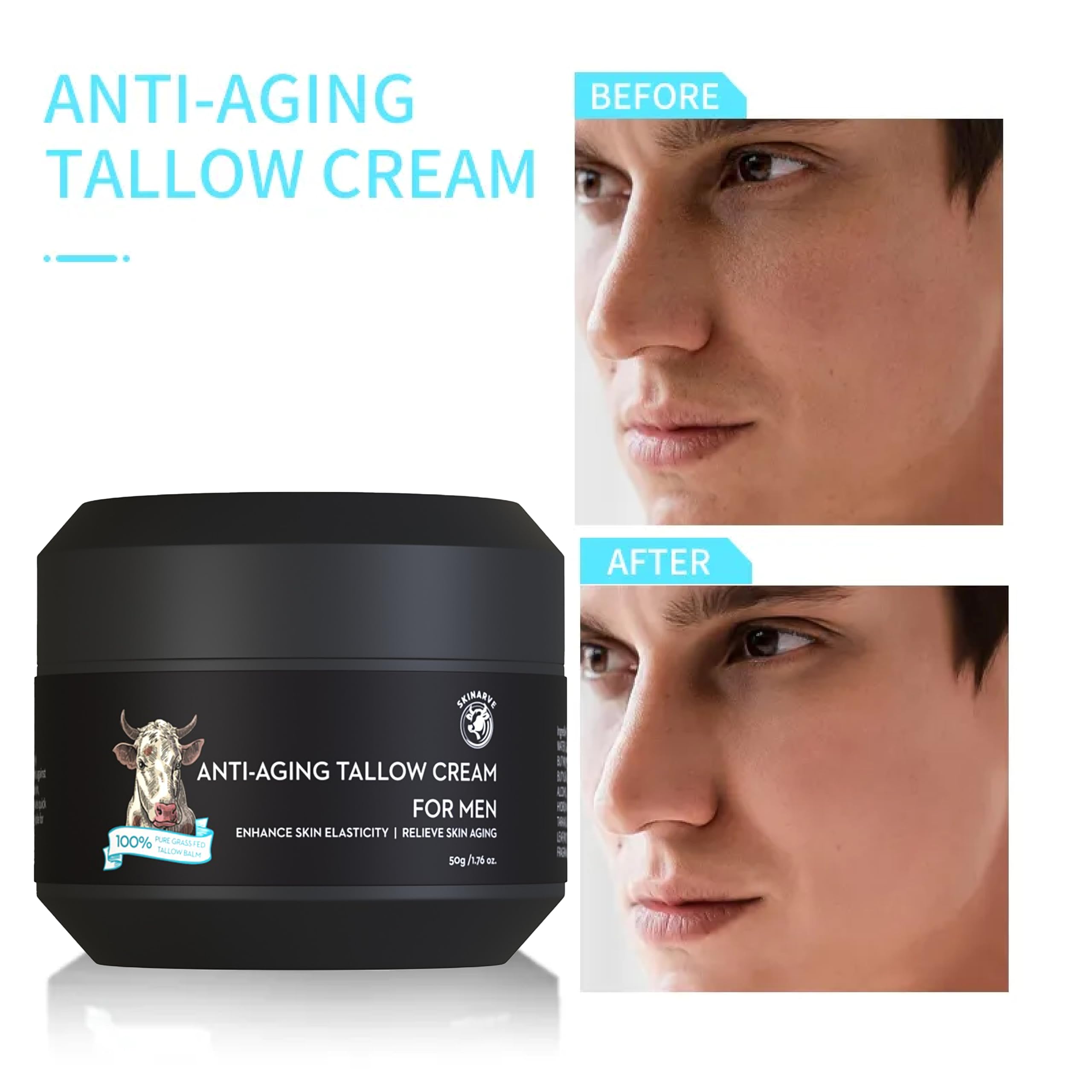 SKINARVE Beef Tallow Balm for Men – Hydrating Wrinkle Defense