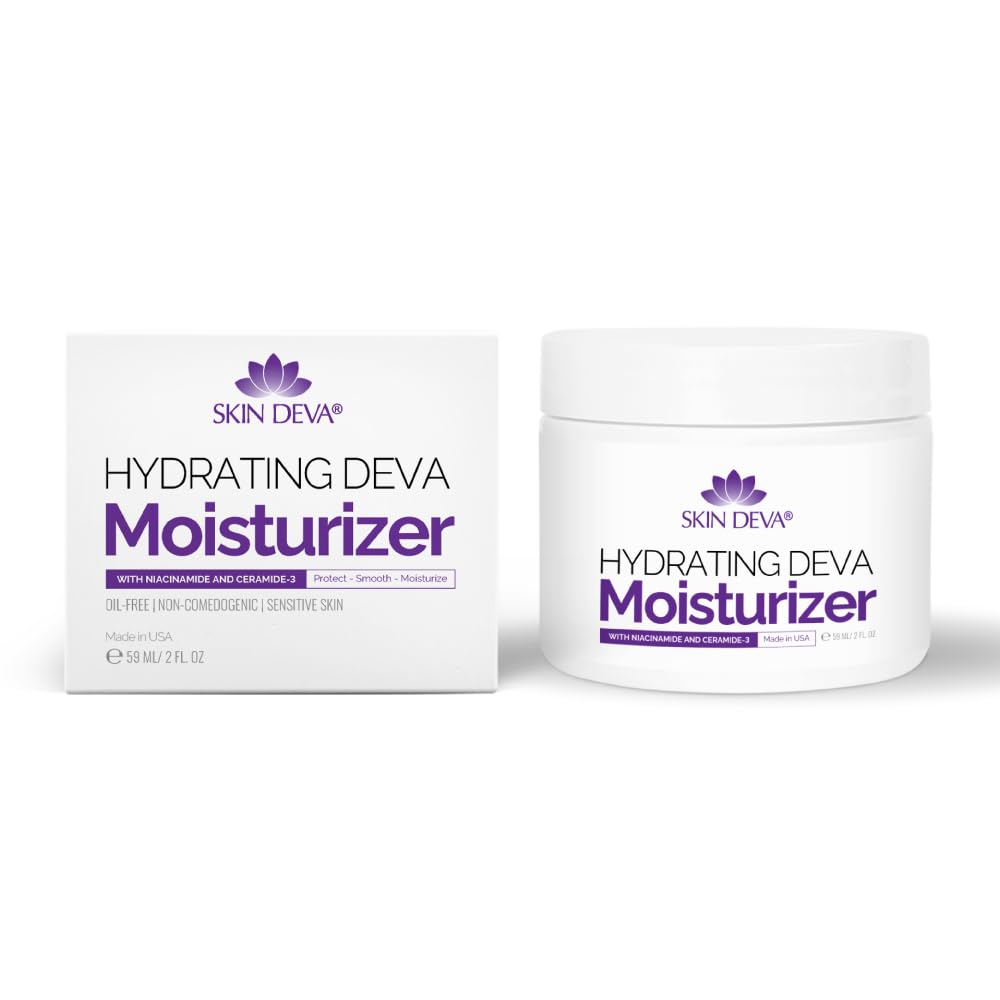 SKIN DEVA 2 oz Hydrating Moisturizer with Niacinamide & Ceramide – Oil-Free Daily Face Cream
