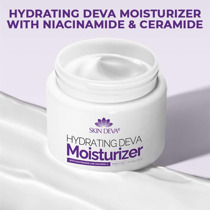 SKIN DEVA 2 oz Hydrating Moisturizer with Niacinamide & Ceramide – Oil-Free Daily Face Cream
