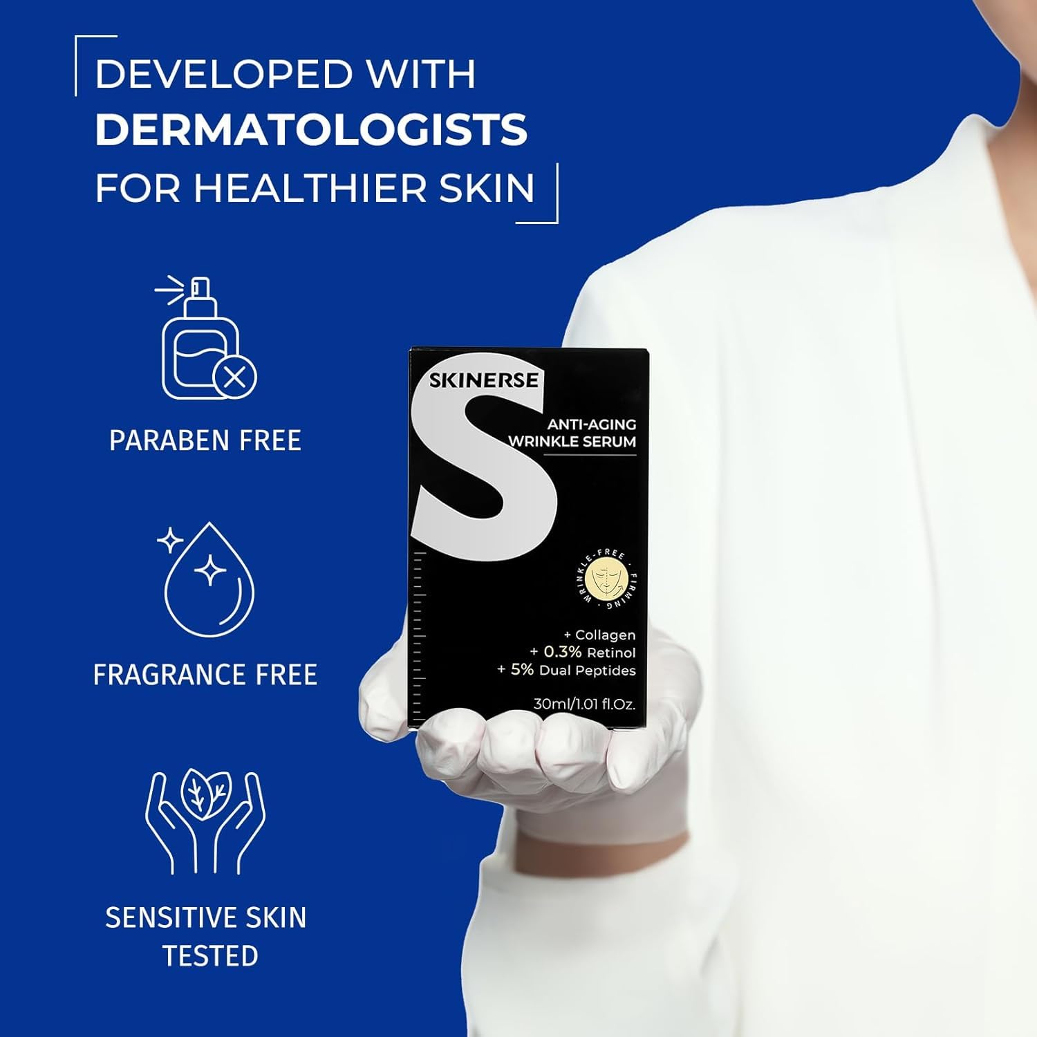 SKINERSE Retinol Serum for Face – Anti-Aging, Vitamin E, Pore Minimizer, 1 oz