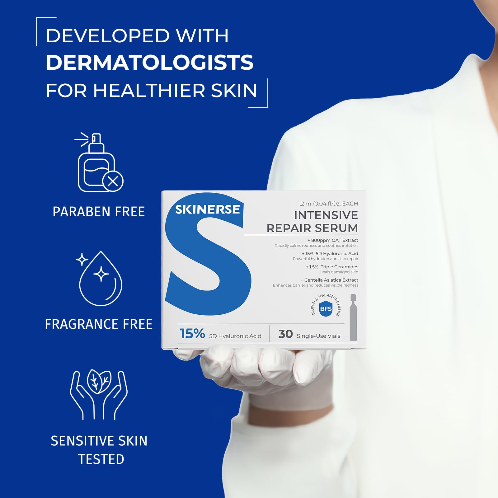 SKINERSE Intensive Repair Serum — 15% Hyaluronic Acid for Sensitive Skin