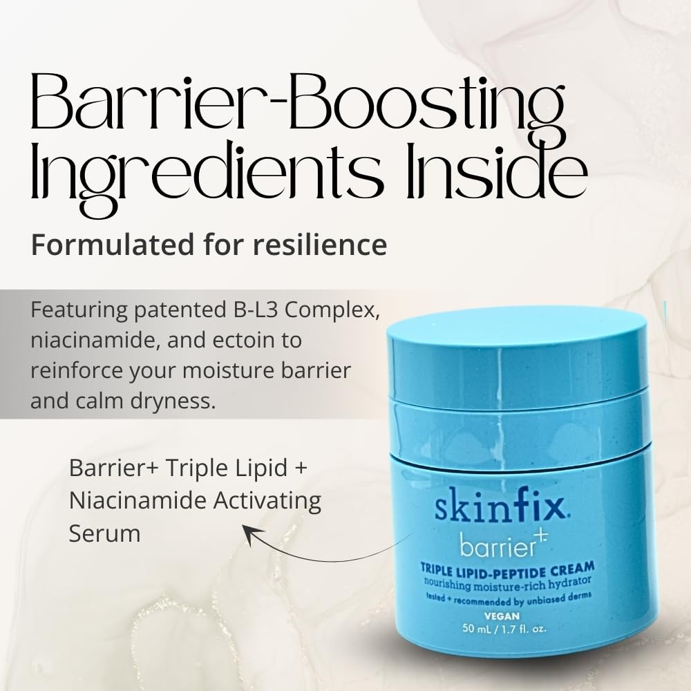 Skinfix The Barrier Bundle Set – Hydration + Plumping Gel Cleanser, Niacinamide Serum, Triple Lipid-Peptide Cream