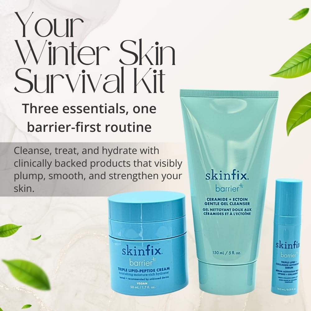 Skinfix The Barrier Bundle Set – Hydration + Plumping Gel Cleanser, Niacinamide Serum, Triple Lipid-Peptide Cream