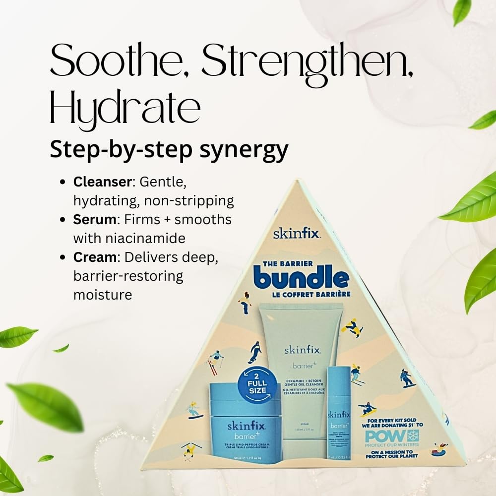 Skinfix The Barrier Bundle Set – Hydration + Plumping Gel Cleanser, Niacinamide Serum, Triple Lipid-Peptide Cream