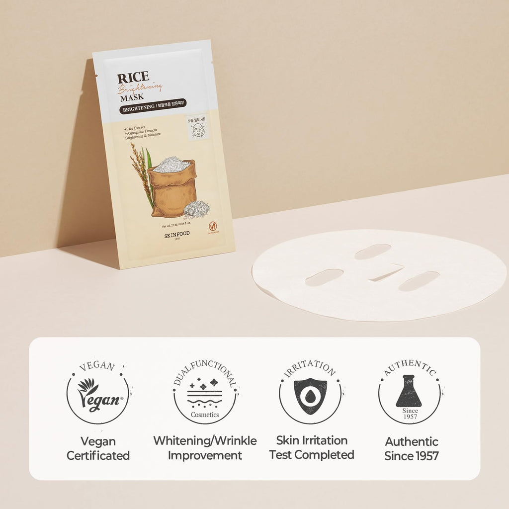 SKINFOOD 1957 Rice Daily Sheet Mask – Hydrating & Nourishing Vegan Korean Skincare