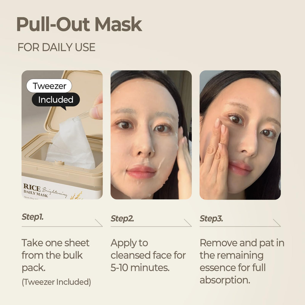 SKINFOOD Rice Daily Sheet Mask | 5-Minute Hydration, Firming & Glass Skin (Bulk Pack 30)