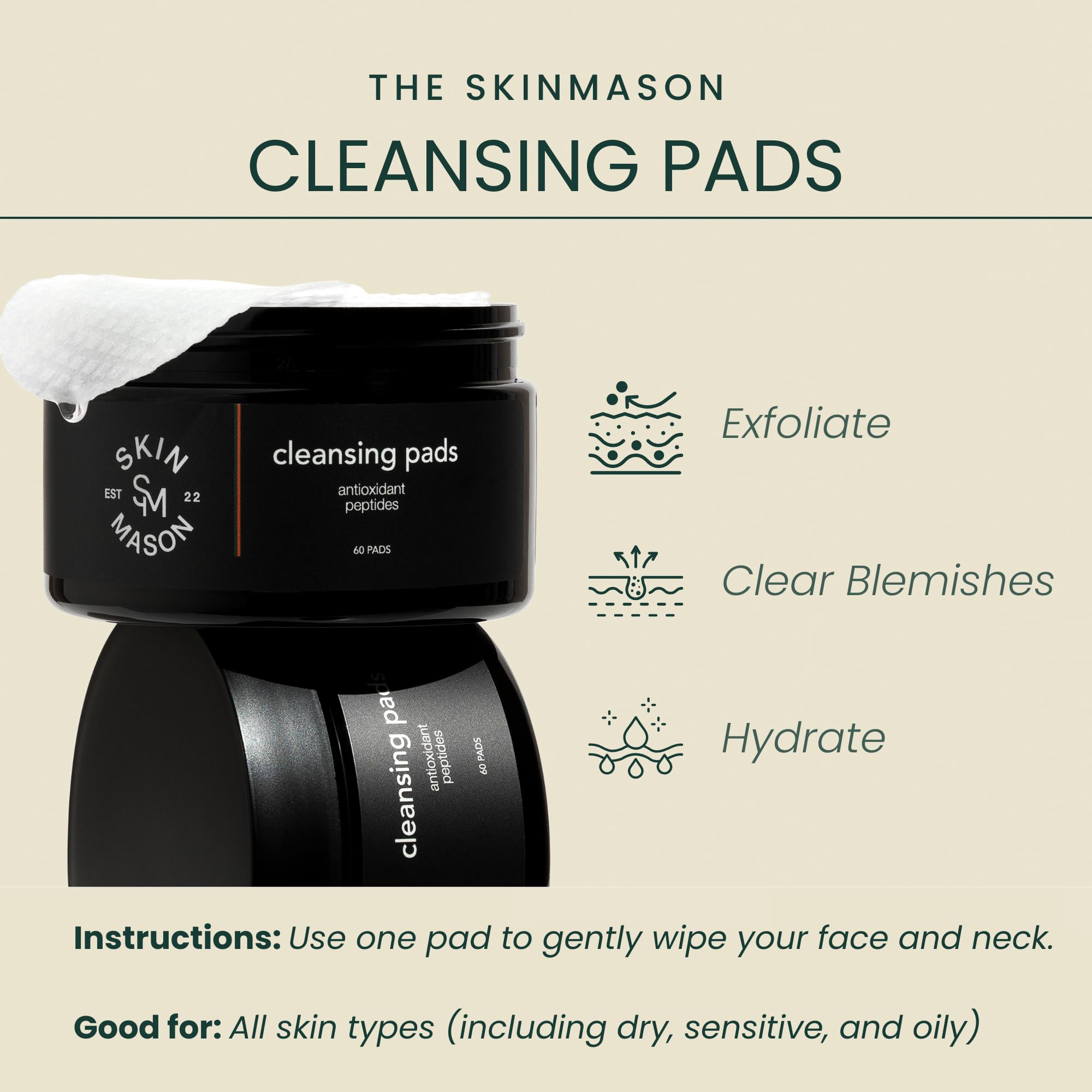 SkinMason Daily Exfoliating Pads – Cleansing, Hydration & MasonPeptide1
