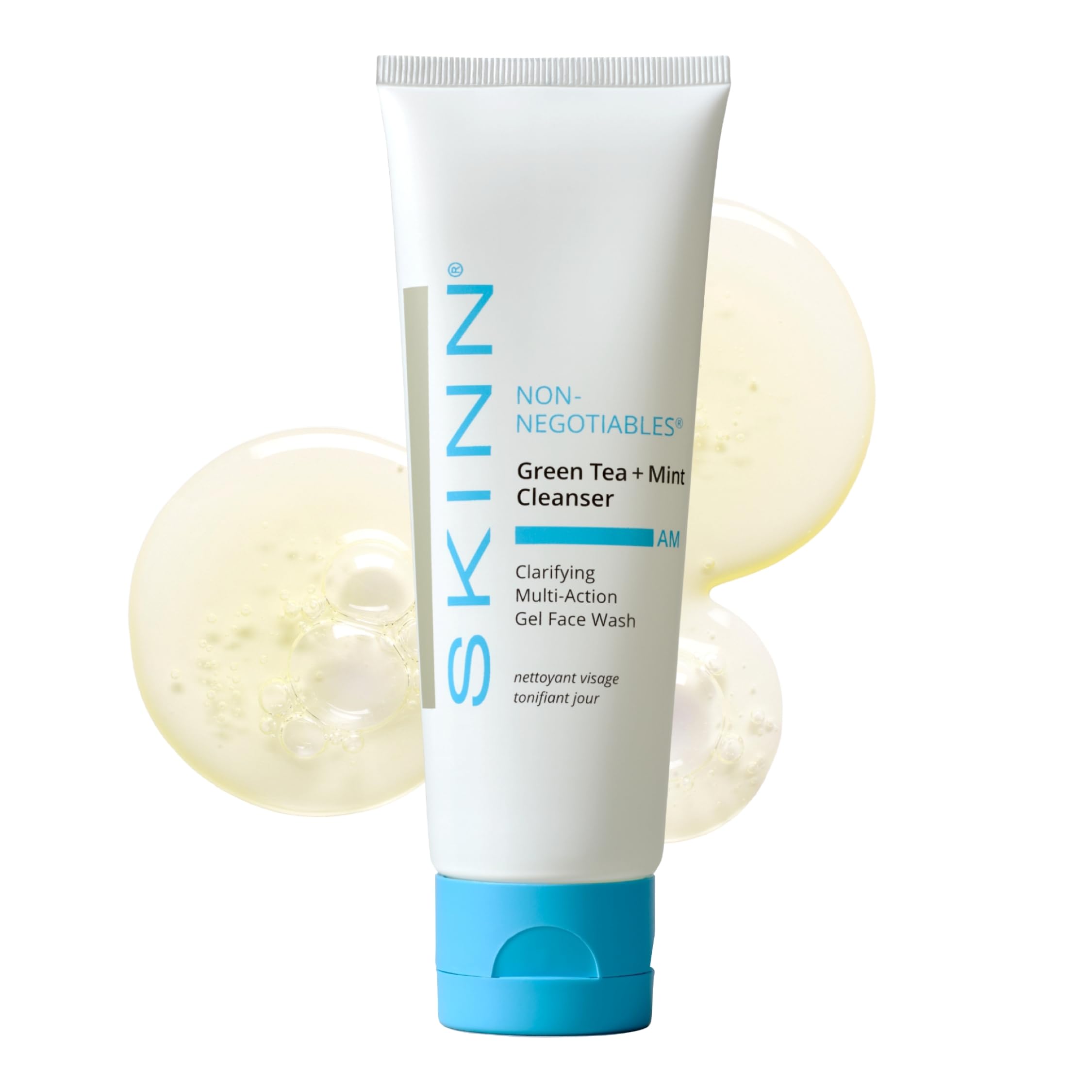 SKINN Daily Morning Face Wash – Green Tea & Mint Gentle Exfoliating Cleanser (4oz)