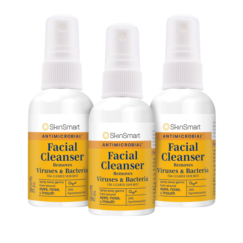 SkinSmart Antimicrobial Facial Cleanser Spray – Hypochlorous, 2 oz (3-Pack)