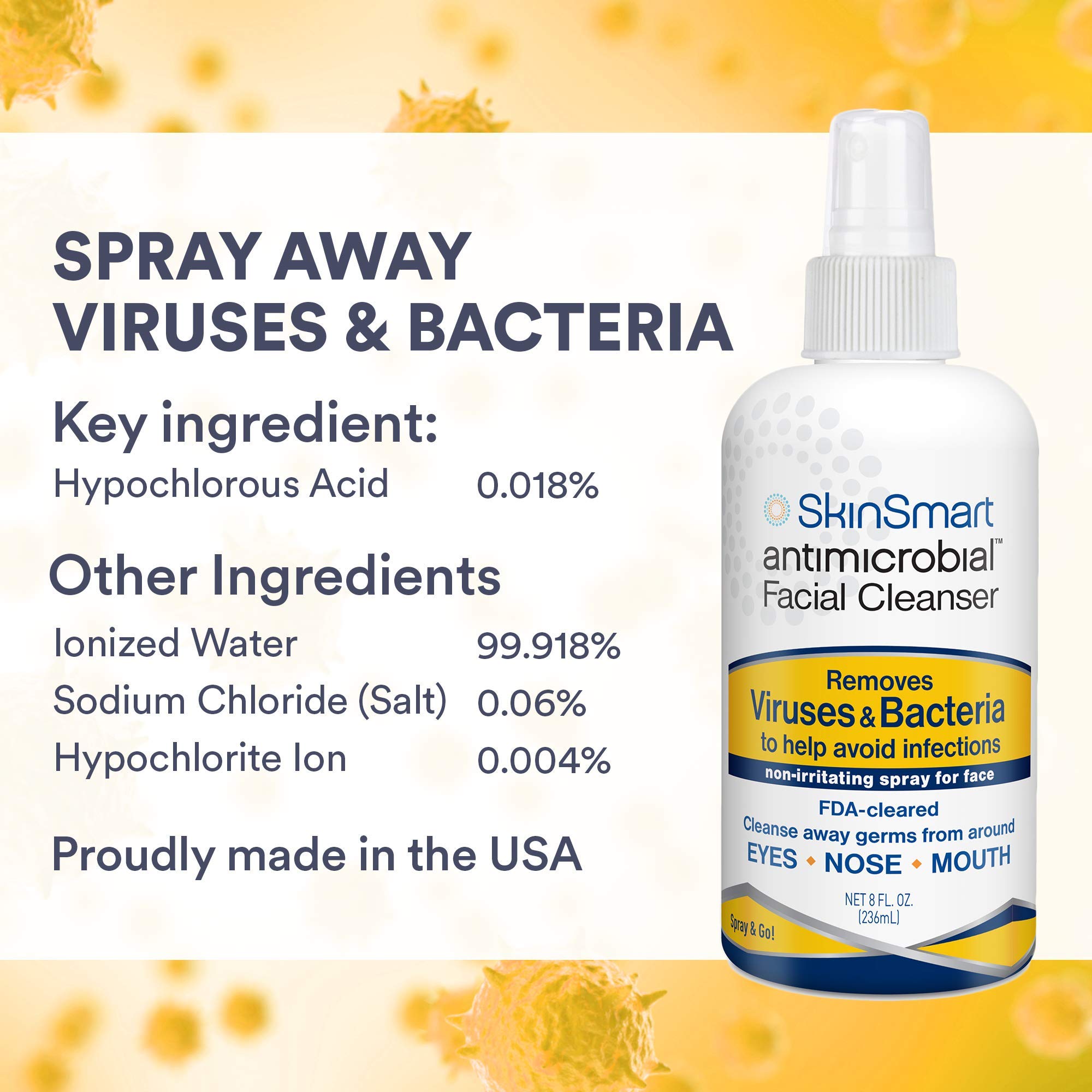 SkinSmart Antimicrobial Facial Spray – Hypochlorous, 8 oz, Non-Irritating