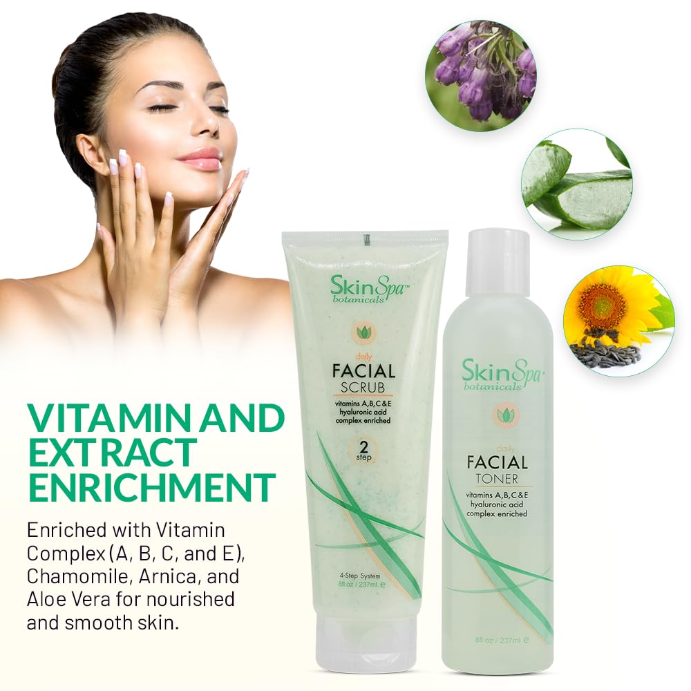SkinSpa Facial Cleanser Set | Daily Care Kit with Aloe Vera – Face Wash, Scrub, Toner, Makeup Remover, Mud Mask & Moisturizer