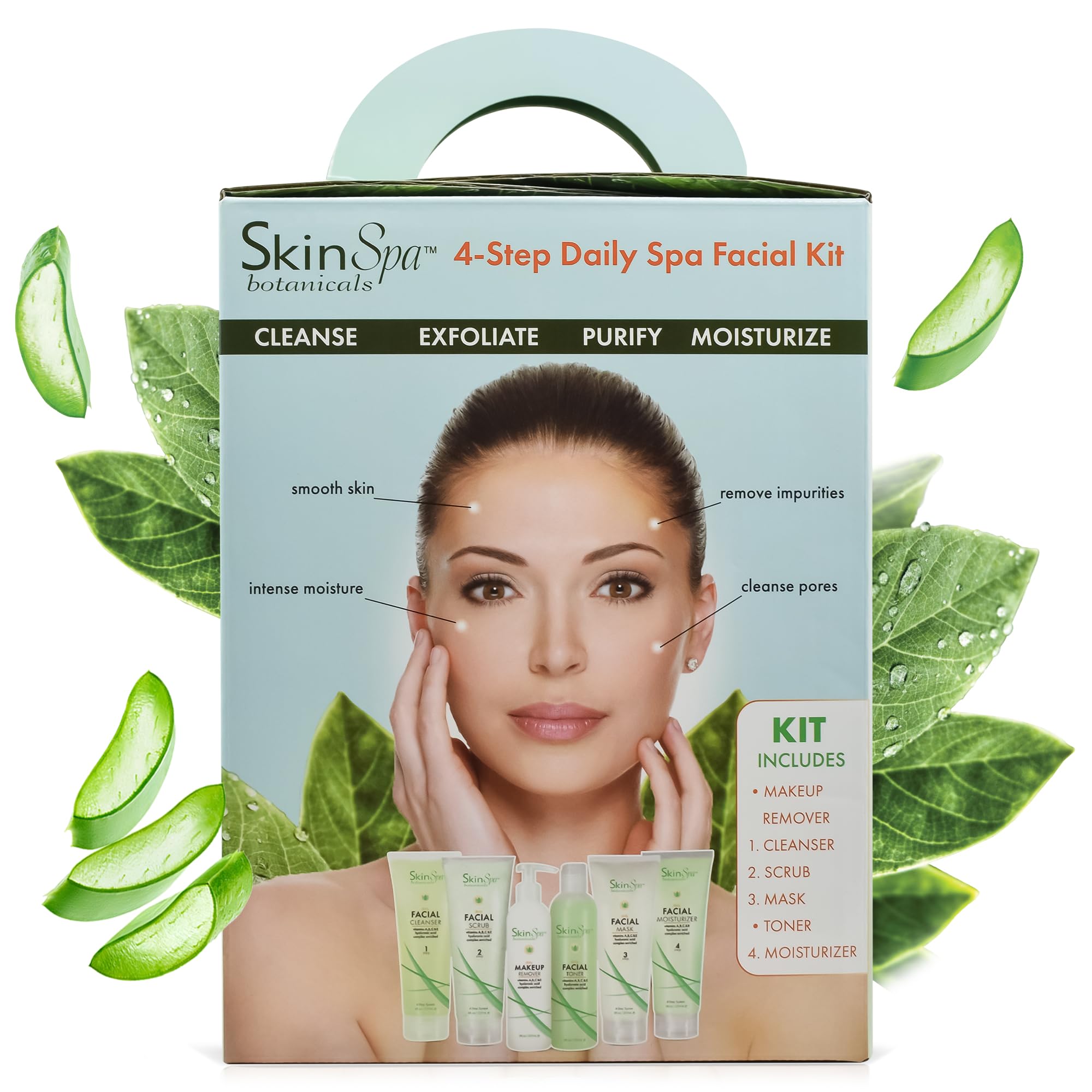 SkinSpa Facial Cleanser Set | Daily Care Kit with Aloe Vera – Face Wash, Scrub, Toner, Makeup Remover, Mud Mask & Moisturizer