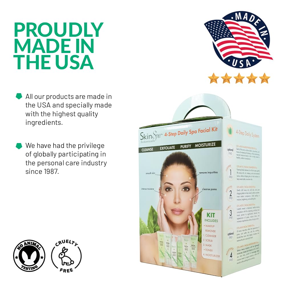 SkinSpa Facial Cleanser Set | Daily Care Kit with Aloe Vera – Face Wash, Scrub, Toner, Makeup Remover, Mud Mask & Moisturizer