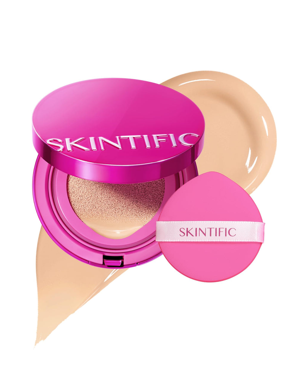 SKINTIFIC Pink Glow Cushion Foundation #01 Vanilla - Medium Coverage, Natural Dewy Finish
