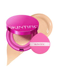 SKINTIFIC Pink Glow Cushion Foundation #01 Vanilla - Medium Coverage, Natural Dewy Finish