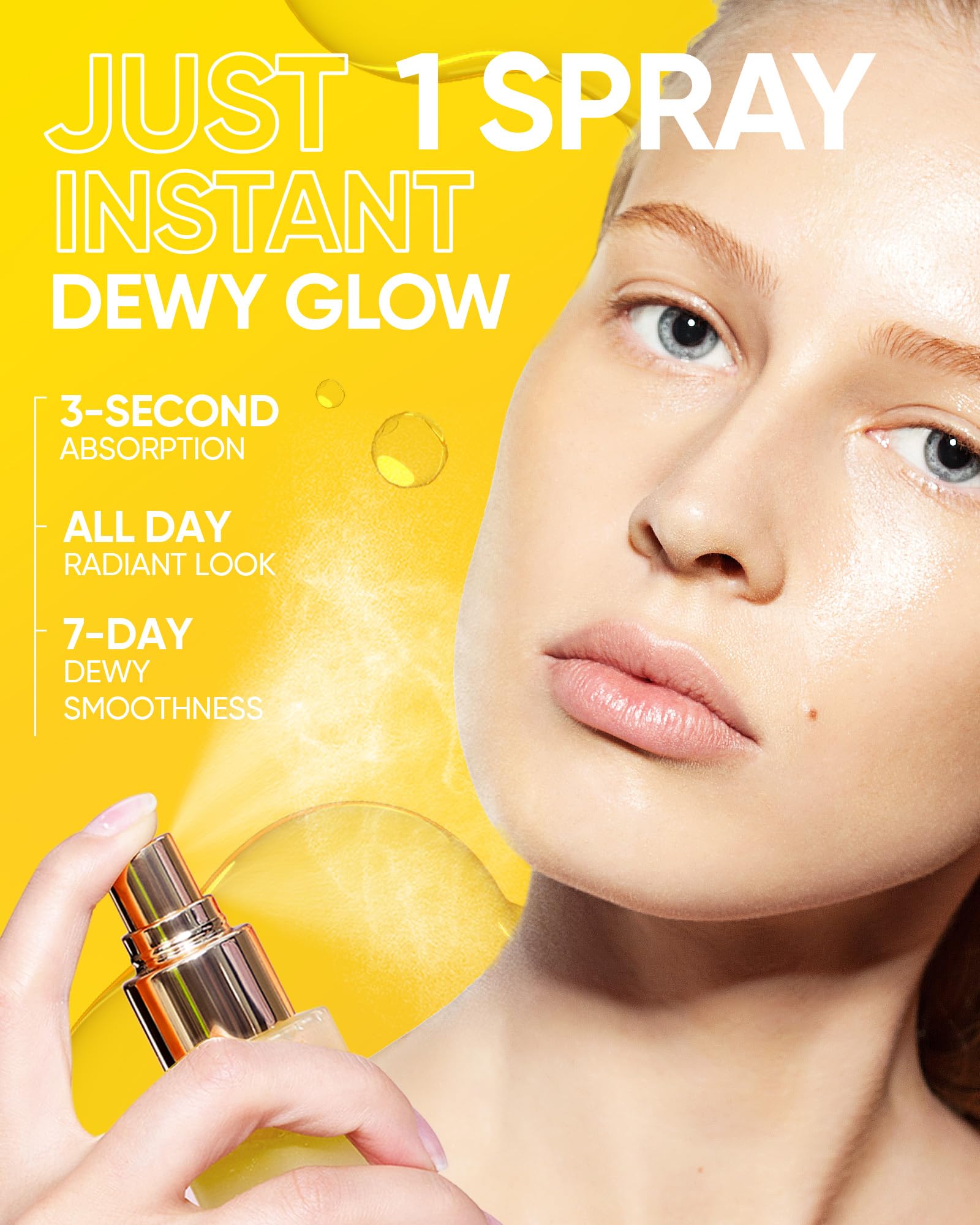 SKINTIFIC Radiance Booster Serum Spray – Hydrating Face Mist with Bifida Ferment & Squalane