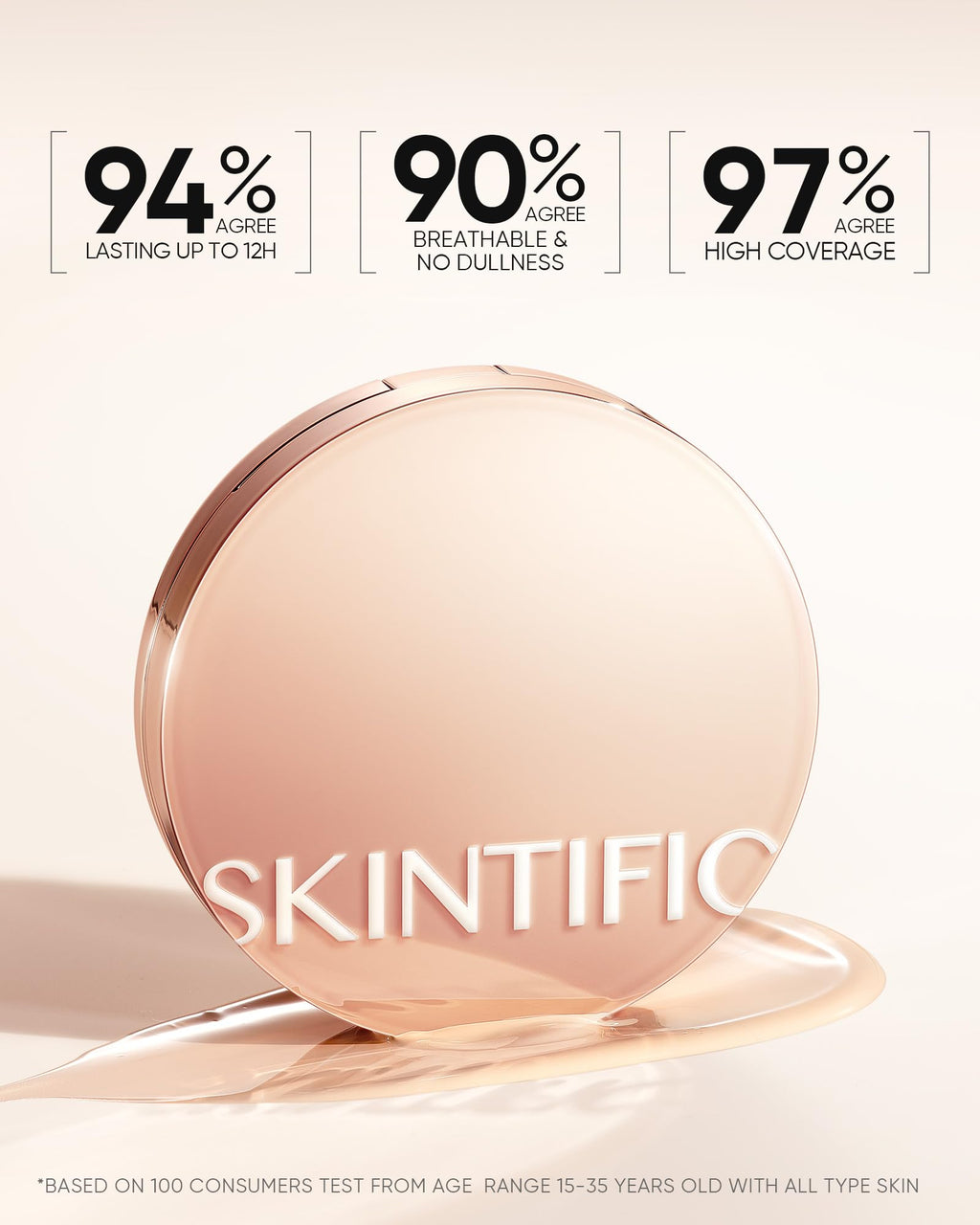Skintific Full Coverage Cushion Foundation #22N Shell Beige | Satin Glow, Oil-Control & Waterproof