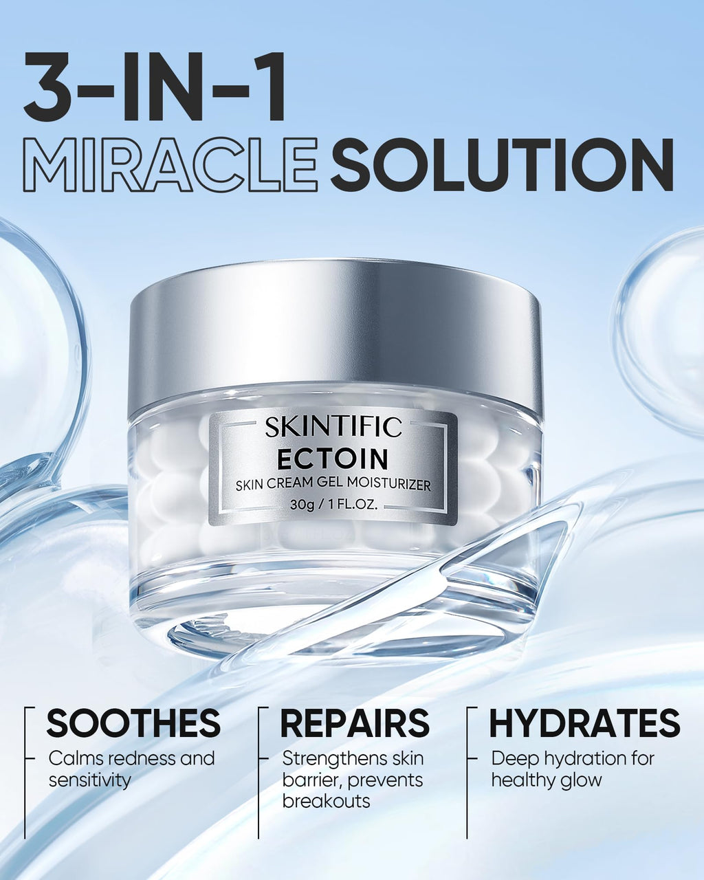 SKINTIFIC Truffle Biome Skin Cream Gel Moisturizer – Two-Layer Gel & Bubble Hydration with White Truffle