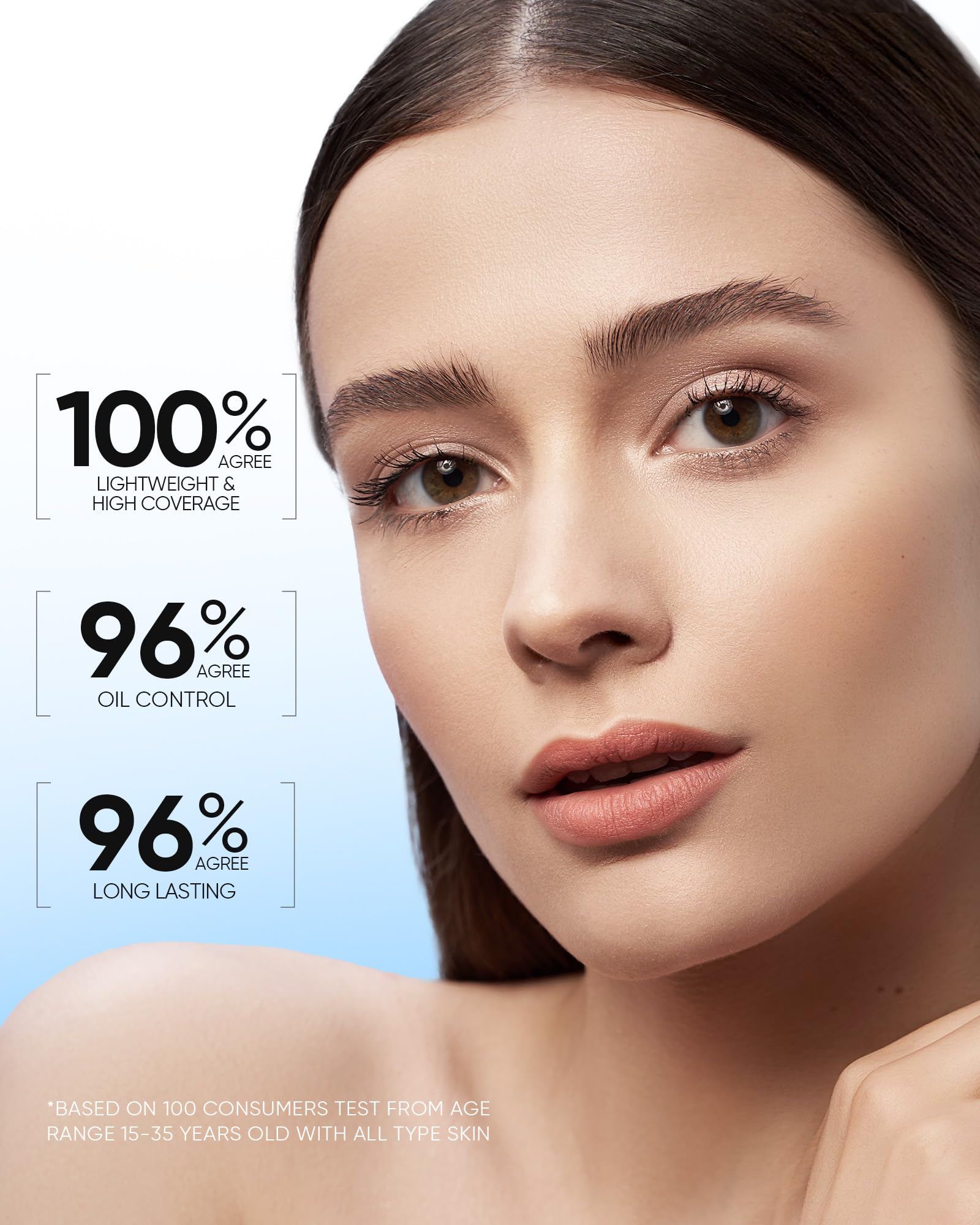SKINTIFIC Velvet Matte Cushion Foundation Blue 03 Petal – Full Coverage, 12H Oil Control, Waterproof