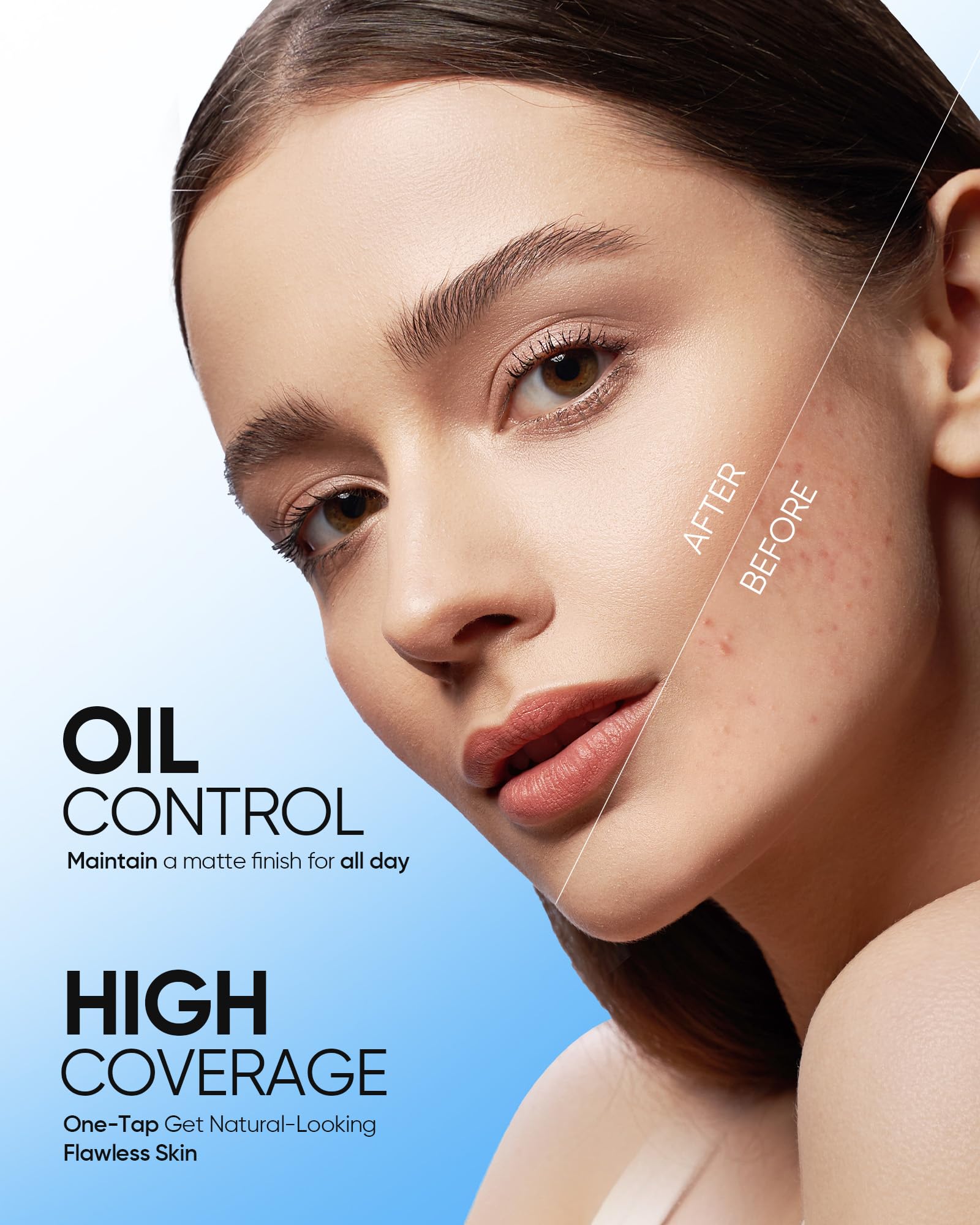 SKINTIFIC Velvet Matte Cushion Foundation Beige 04 (Blue) | Full Coverage, 12H Oil Control, Waterproof
