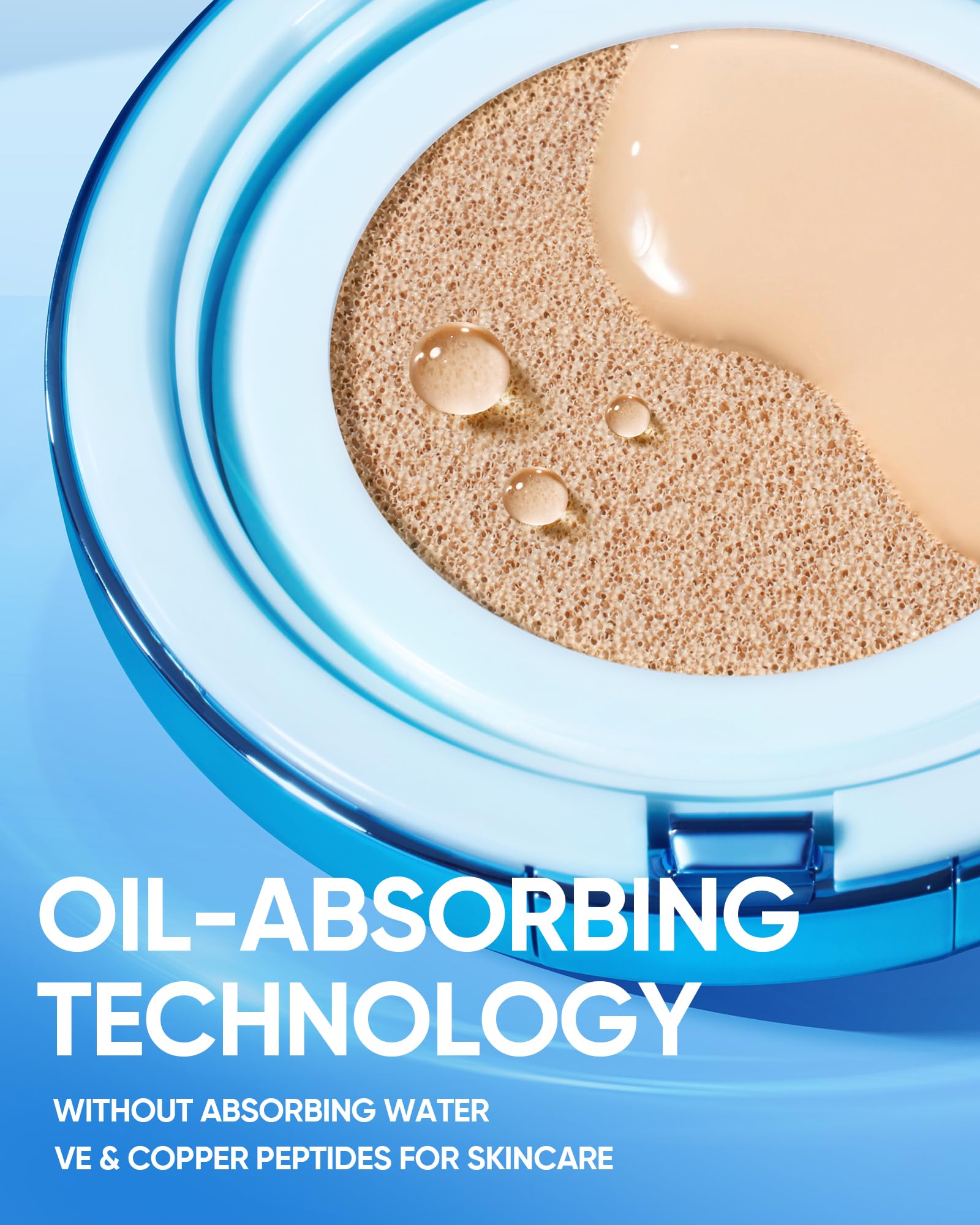 SKINTIFIC Velvet Matte Cushion Foundation Blue #01 Vanilla | Full Coverage, 12H Oil Control, Waterproof