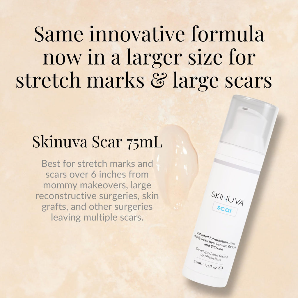 Skinuva Next Generation Scar Cream | Growth Factors, Hyaluronic Acid & Vitamin C (2.5 oz)