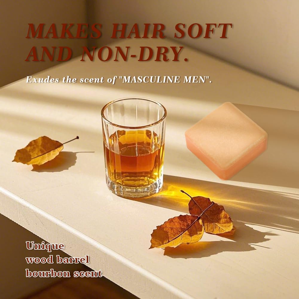 SKIRIFINE Shampoo Bar for Men – Wood Barrel Bourbon, 3.2oz, Travel-Friendly